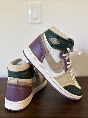 Nike Air Jordan 1 Mid - Cream, Green & Purple
